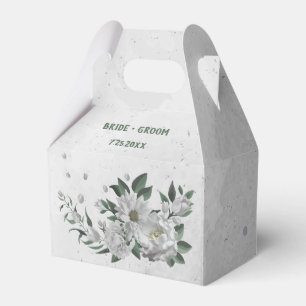 romantic white flowers greenery wedding favour box