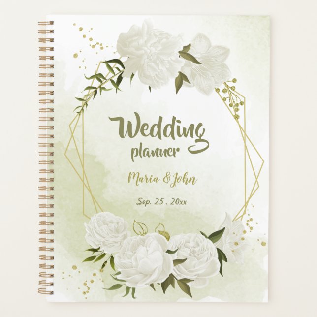 romantic white flowers greenery wedding planner (Front)