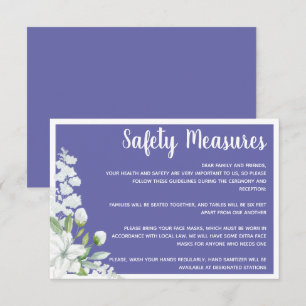Romantic white flowers safety measures wedding enc enclosure card