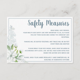 Romantic white flowers safety measures wedding enclosure card