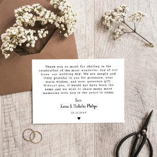 Romantic White Heart Photo Small Wedding Thank You