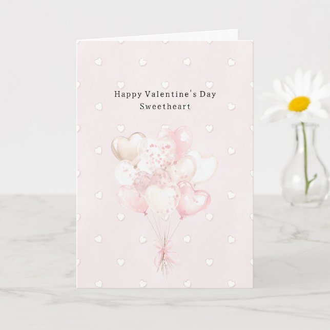 Romantic White Hearts Pink Valentine's Day Card (Small Plant)