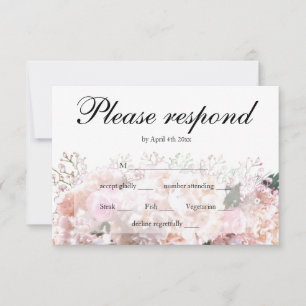 Romantic white lace hydrangeas pink roses RSVP