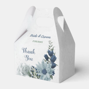 romantic white navy & dusty blue flowers wedding favour box