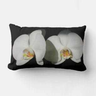 Romantic White Orchids, tropical floral photo Lumbar Cushion