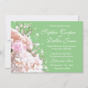 Romantic white pink hydrangeas flowers Wedding Invitation