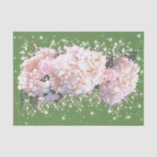 Romantic white pink hydrangeas, pink white flowers tissue paper
