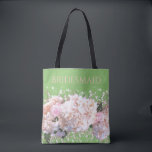 Romantic white pink hydrangeas, pink white flowers tote bag<br><div class="desc">Romantic elegant white hydrangea bag - this bag is beautiful as well as functional- great for that flower enthusiast! Just the right size to fit any of your needs. 
Easy to customise /  personalise your bag for anyone or any event! 
Make a great gift idea !</div>