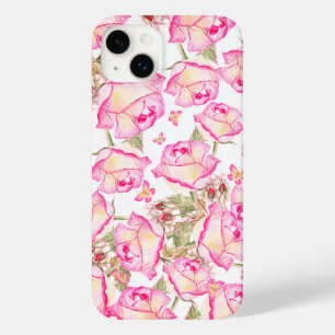 Romantic white pink yellow summer rose floral Case-Mate iPhone 14 plus case