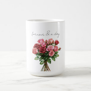 Romantic White Red Pink Roses Floral Wedding Coffee Mug
