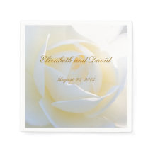 Romantic White Rose Wedding Napkins