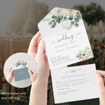 Romantic White Roses All Inclusive Wedding RSVP