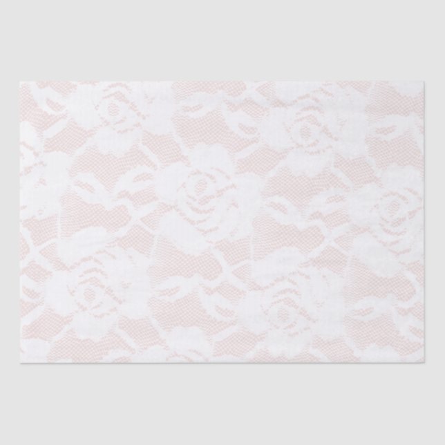 Romantic White Roses Blush Pink Wedding Tissue Paper (Front)