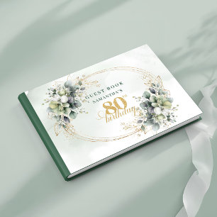 Romantic White Roses Eucalyptus 80th Birthday Book
