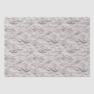 Romantic White Roses Faux Leather Wedding Tissue Paper
