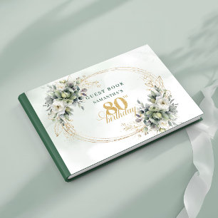 Romantic White Roses Foliage 80th Birthday Book