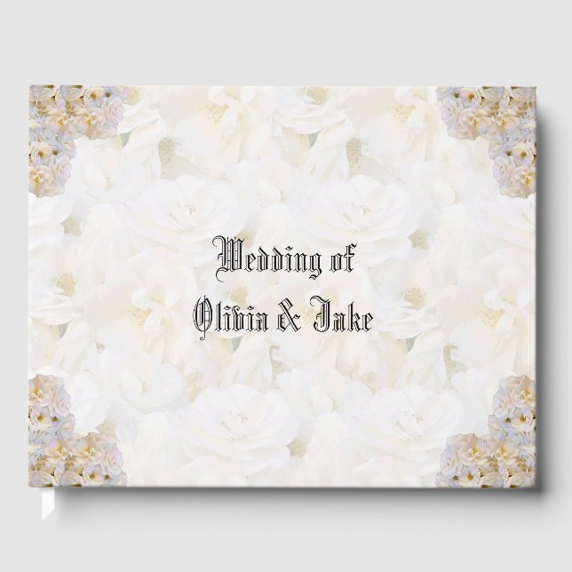 Romantic white roses guest book (Front)