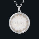 Romantic white roses personalised  silver plated necklace<br><div class="desc">Delicate rose design for your wives,  girlfriends,  daughter,  mother! Nice birthday present,  anniversary and more. Designed by Marion Artwork. You can customise the design or transfer it to another product! Change the text!</div>