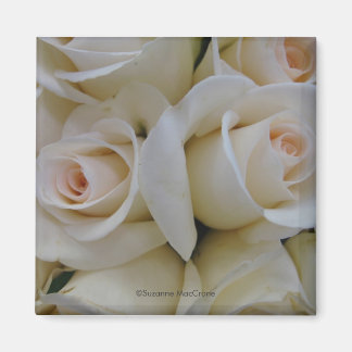 Romantic White Roses - Square Magnet