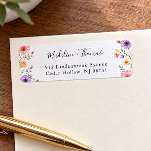 Romantic White Wildflower Wedding Return Address Label