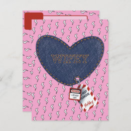 Romantic Wifey Hubby Electrical Lock Tag Heart Postcard