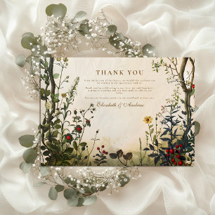 Romantic Wild Garden Wedding Thank You Card