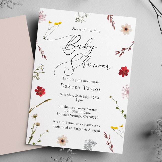 Romantic Wildflower Baby Girl Shower Invitation (Creator Uploaded)