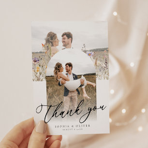 Romantic Wildflower Bloom Floral Wedding Thank You Card