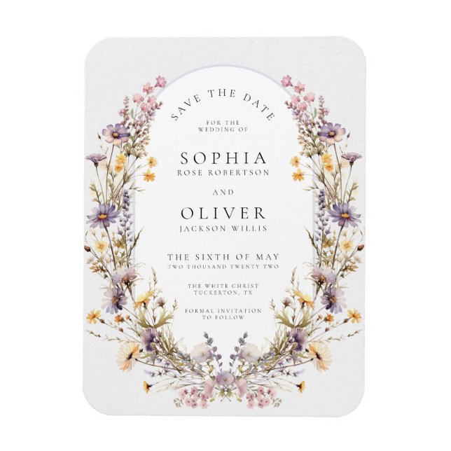 Romantic Wildflower Bloom Save the Date Magnet (Vertical)
