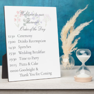 Romantic Wildflower Boho Wedding Order of the Day Plaque