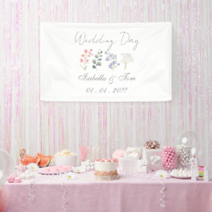 Romantic Wildflower Botanical Lavender Wedding Banner