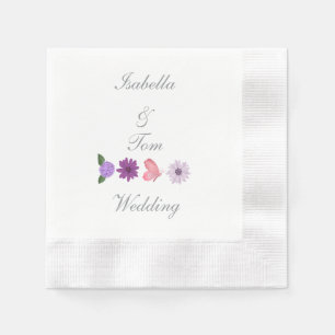 Romantic Wildflower & Butterfly Boho Wedding Party Napkin