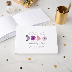 Romantic Wildflower & Butterfly Garden Wedding Guest Book