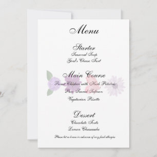 Romantic Wildflower & Butterfly Wedding Menu Invitation