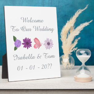 Romantic Wildflower & Butterfly Wedding Welcome Plaque