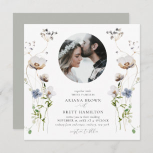 Romantic Wildflower Calligraphy Wedding Invitation