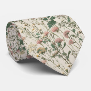 Romantic Wildflower Field in Blush Wedding Tie