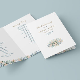 Romantic Wildflower Folded Wedding Program