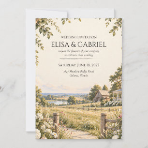 Romantic Wildflower Meadow Wedding Invitation
