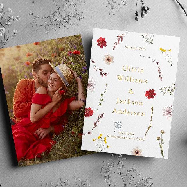 Romantic Wildflower Photo Script Save The Date  (Creator Uploaded)