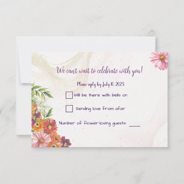 Romantic Wildflower Spring Wedding Response Cards (Front)