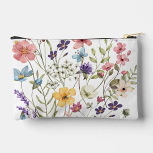 Romantic Wildflower Watercolor Accessory Pouch