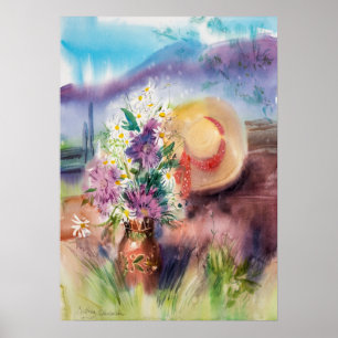 Romantic Wildflower Watercolor Carpathian Bouquet Poster