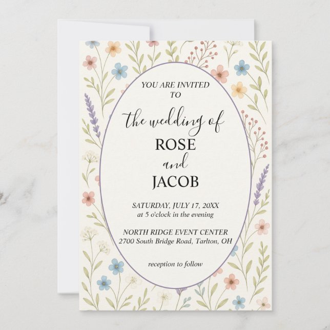 Romantic Wildflower Wedding Invitation (Front)