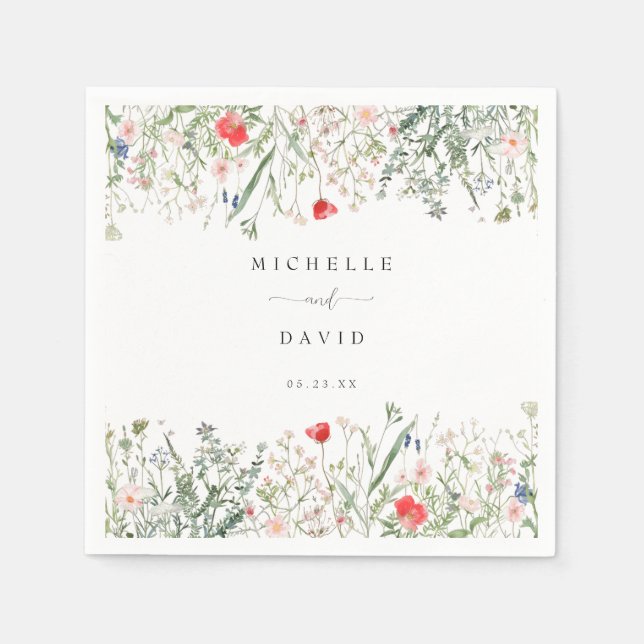 Romantic Wildflower Wedding Napkin (Front)