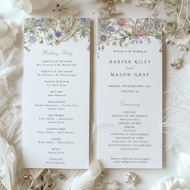 Romantic Wildflower Wedding Program Pastel Colours (Creator Uploaded)