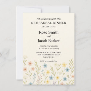 Romantic Wildflower Wedding Rehearsal Dinner Invit Invitation