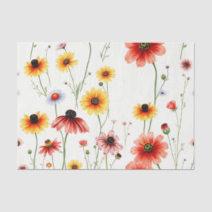 Romantic Wildflower with Poppies and Daisies Tissue Paper