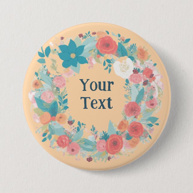 Romantic Wildflower Wreath Lapel Adornment 7.5 Cm Round Badge (Front)