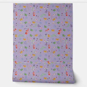 Romantic wildflowers patterned wallpaper